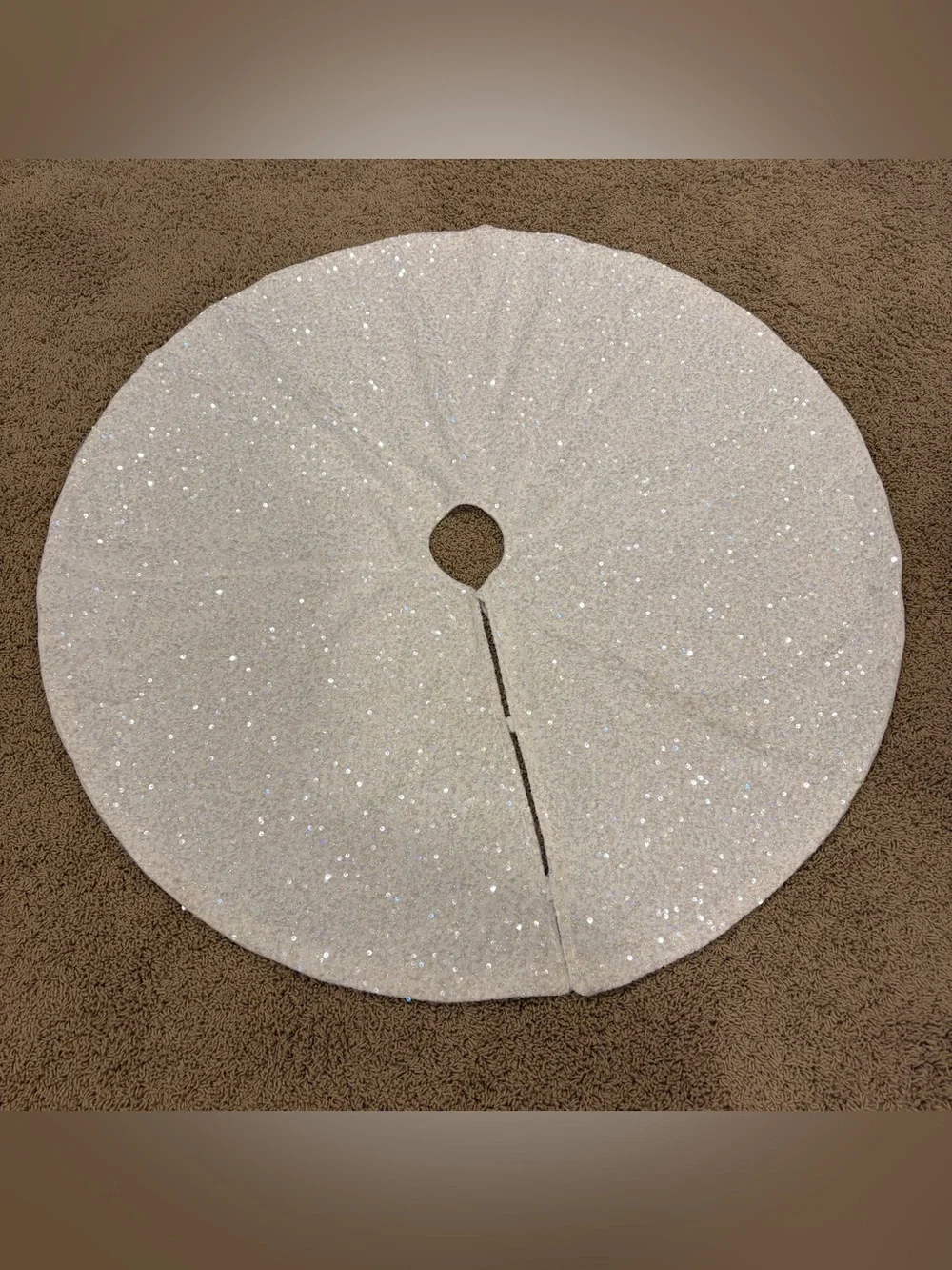 Brilliant White Sequined Christmas Tree Skirt 41” Elegant